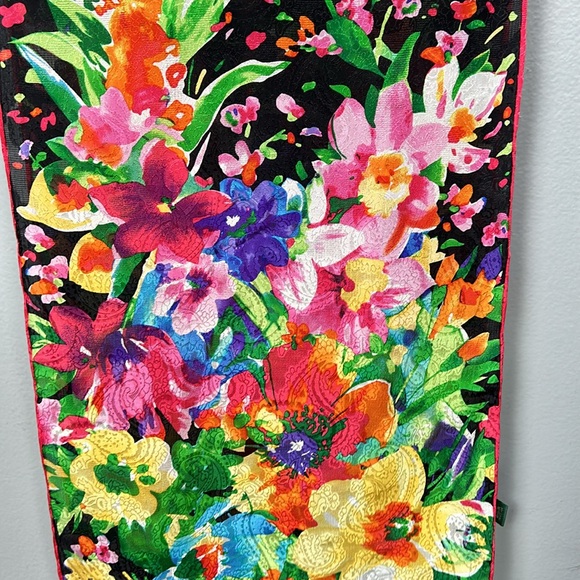 Lauren Ralph Lauren Black Pink Purple Floral Silk Rectangular Scarf - Picture 7 of 11